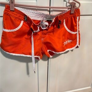 Body Glove Orange and White Athletic Shorts with Drawstring Waist